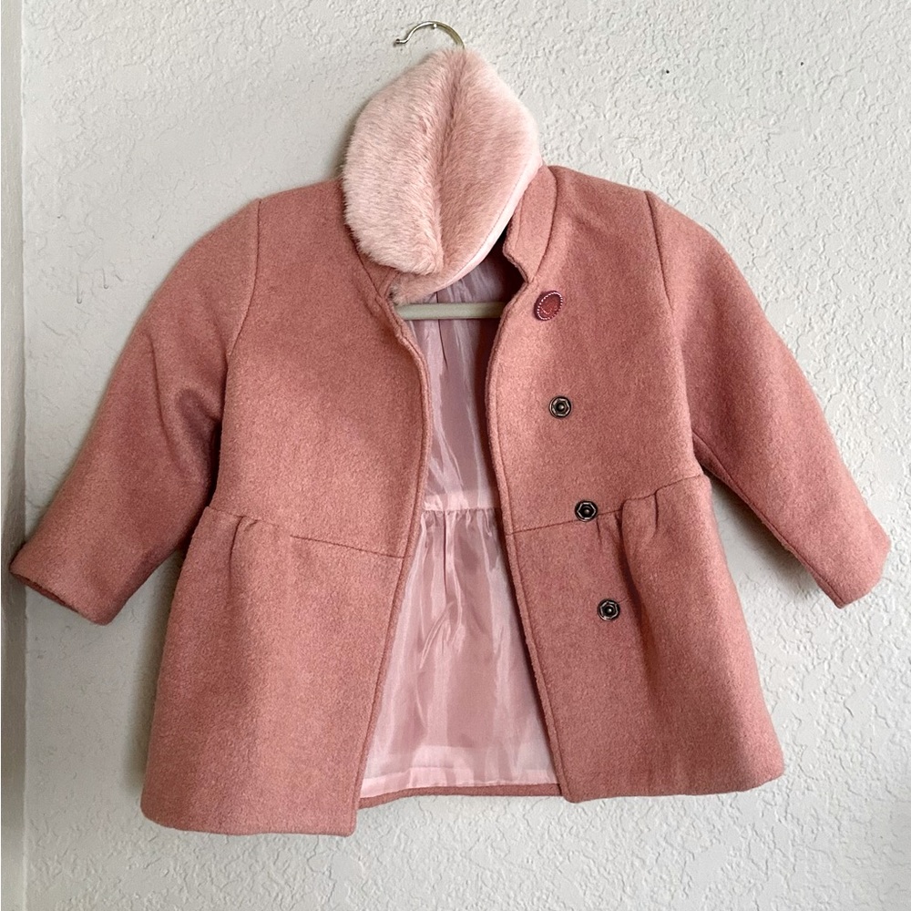 Glamour Pink Pea Coat with A-line Silhouette